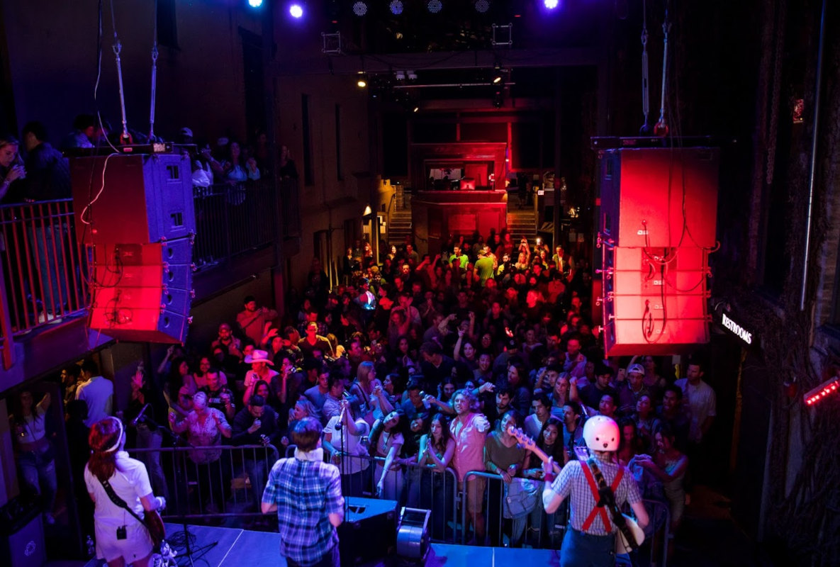 Interior, band playing